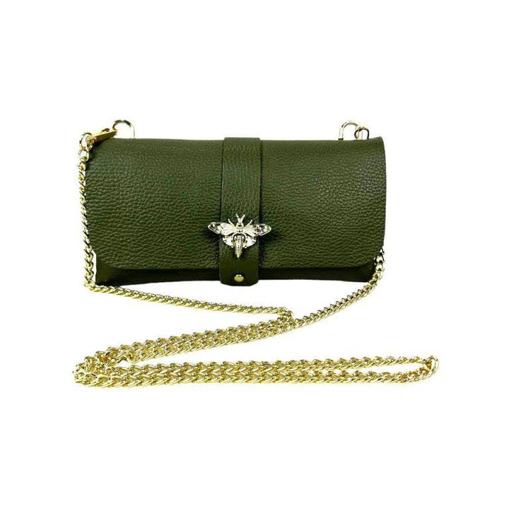 Grain Leather Bag with Dragonfly Clasp: Fuchsia