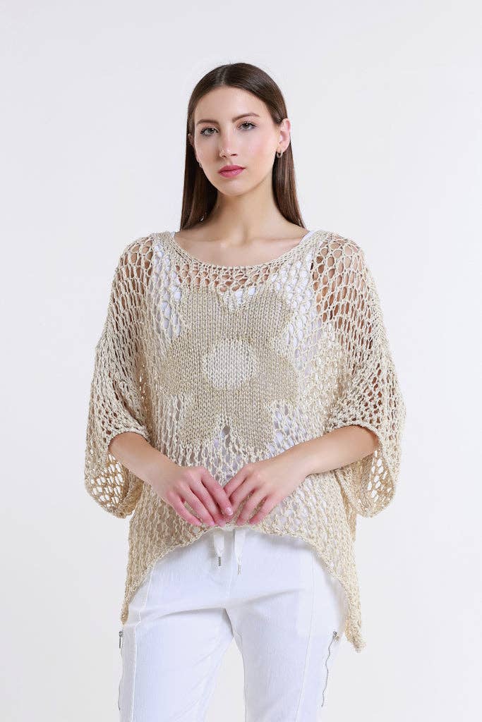 Daisy Open Knit Sweater (BSS302D): Black