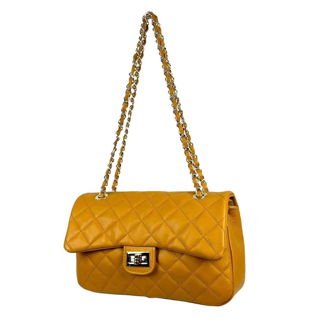 Extra Premium Quilted Leather Bag: Gold