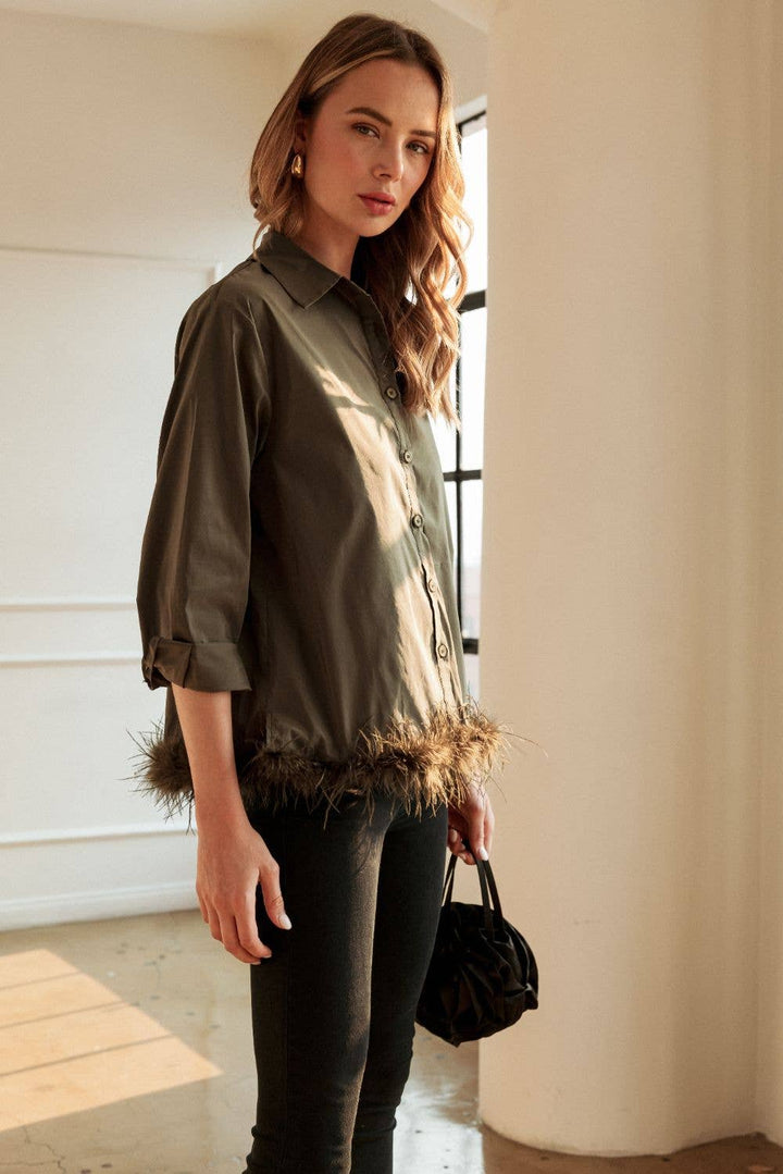 Feathered Top: Navy / S