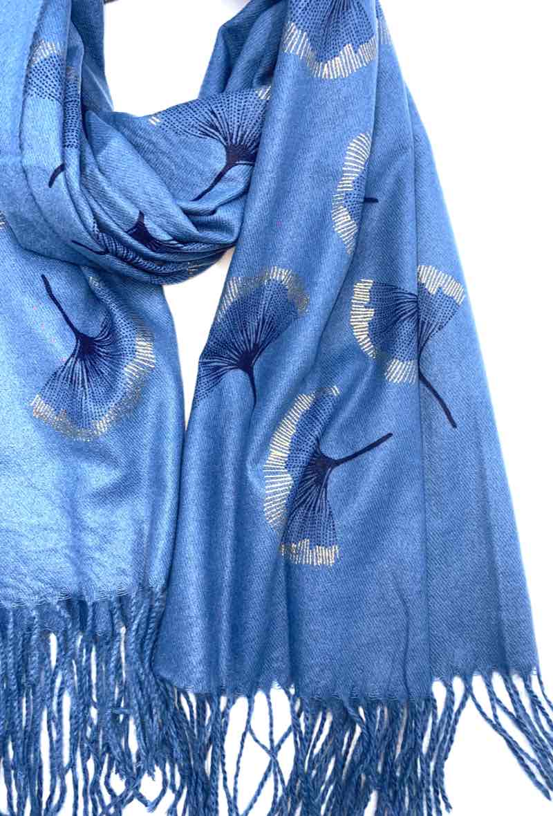 Gingko Leaf Pattern Soft Scarf: Ruddy