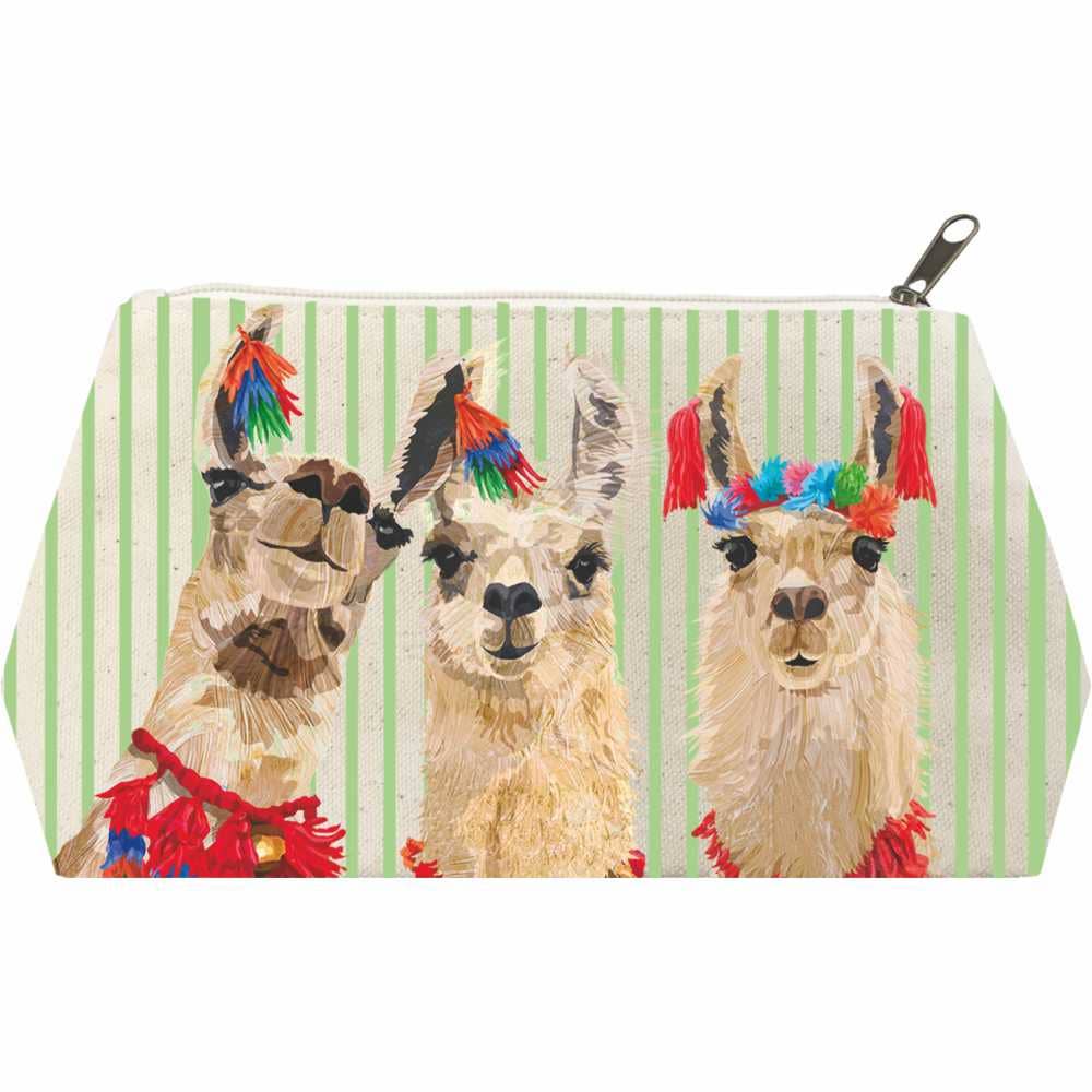 CANVAS COSMETIC BAG (LG)- LLAMA AMIGOS