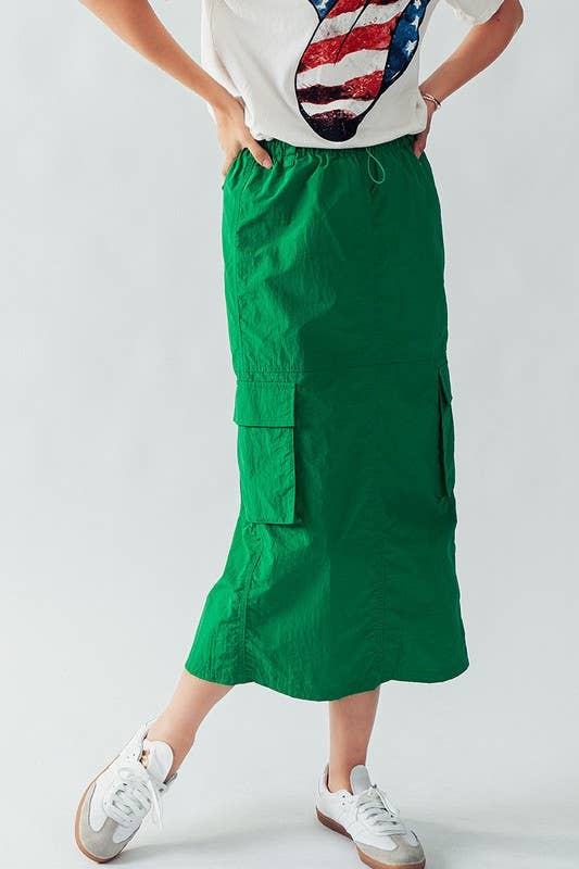MIDI PARACHUTE SKIRT: SLATE