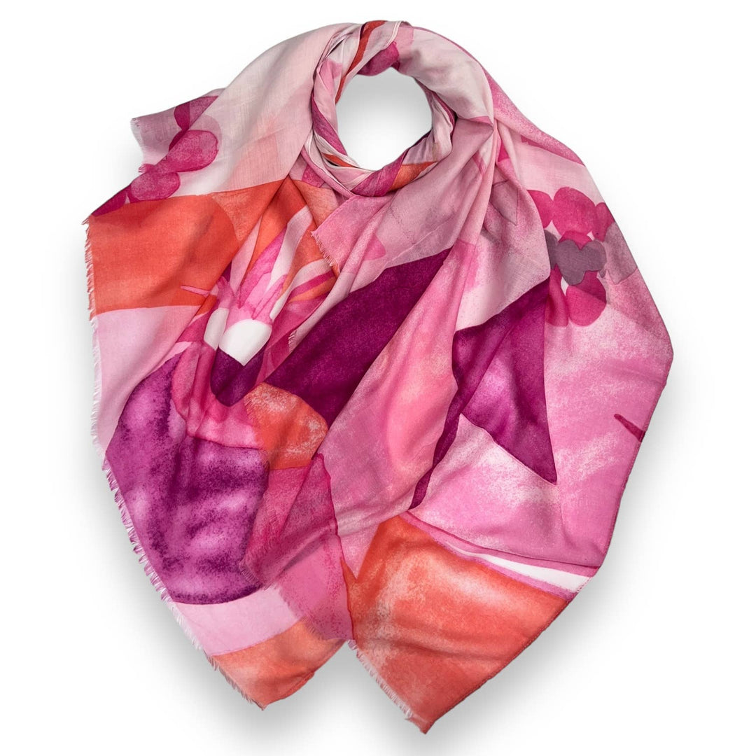 Soft Abstract painting scarf: Pink