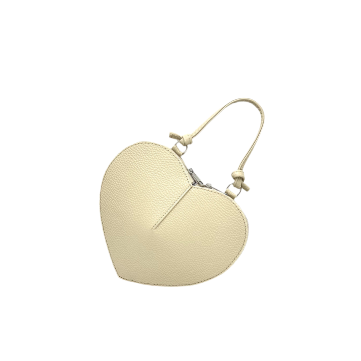 Heart Leather  bag, Made in Italy,112587: Blk