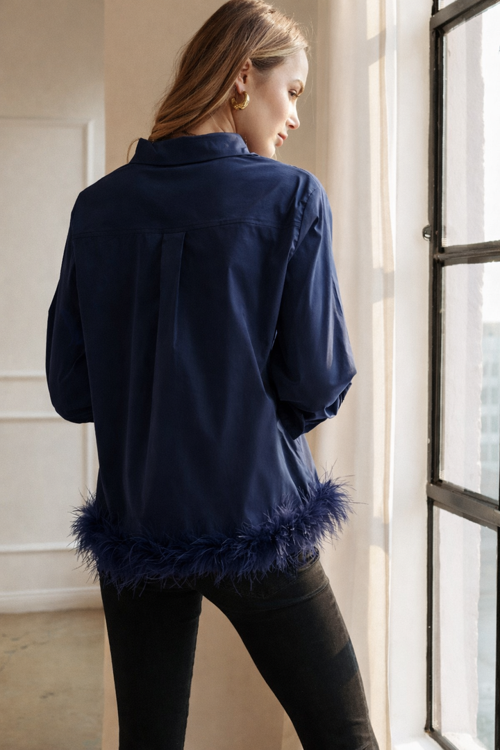 Feathered Top: Navy / L