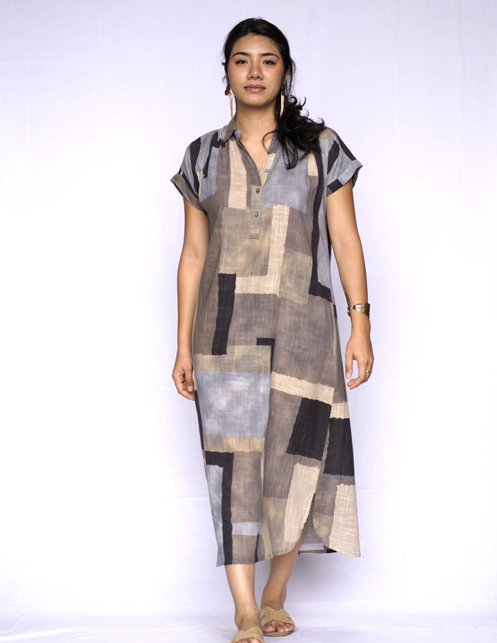 Aya Geo Dress: Periwinkle / M