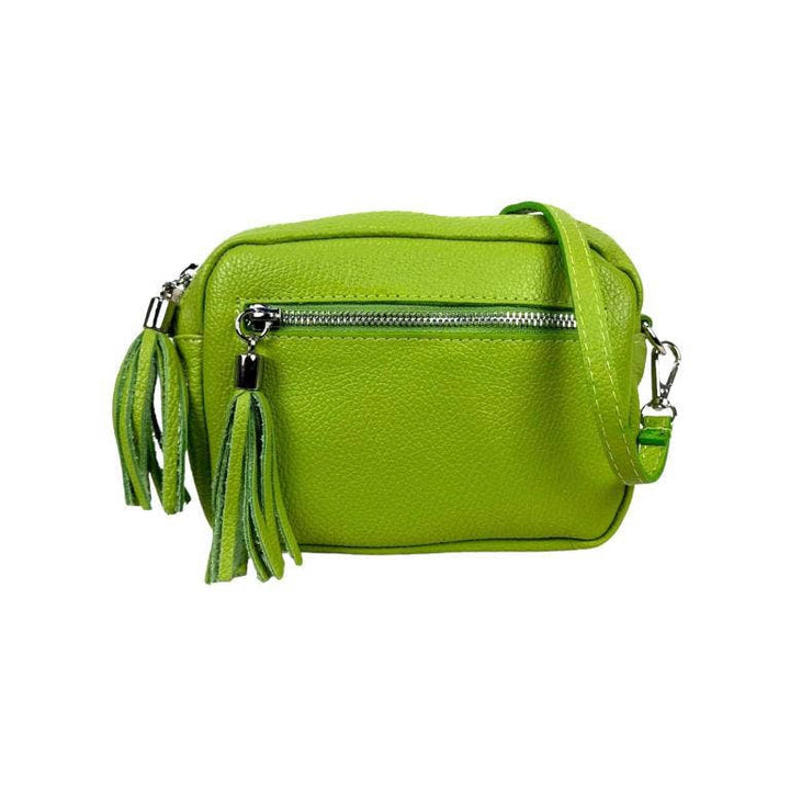 Leather shoulder bag with fringes: Toupe