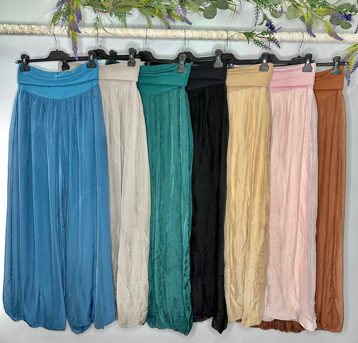 Silk palazzo pant: Petroleum