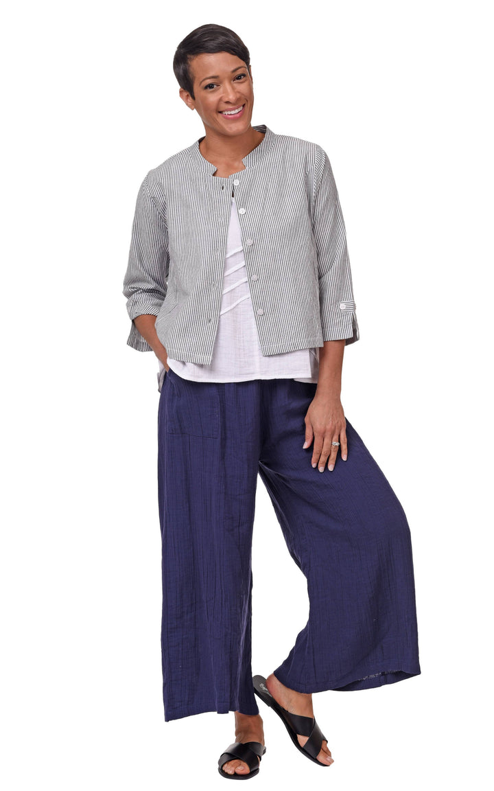 Tulip Clothing - CV13 Dakota Jacket Top in Ticking Stripe*: S