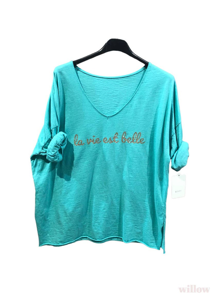 “Life is beautiful” cotton t-shirt: White