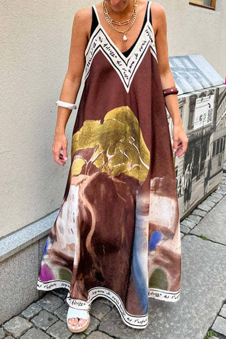 Print Maxi Dress: WHITE / XL