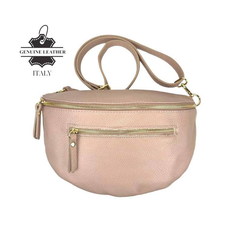 Italian Leather Waist Bag: Bronze