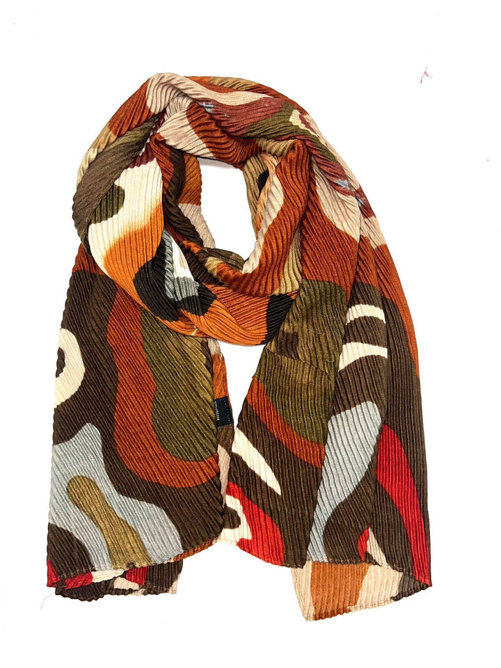HH-239 abstract pleated scarf: Blue