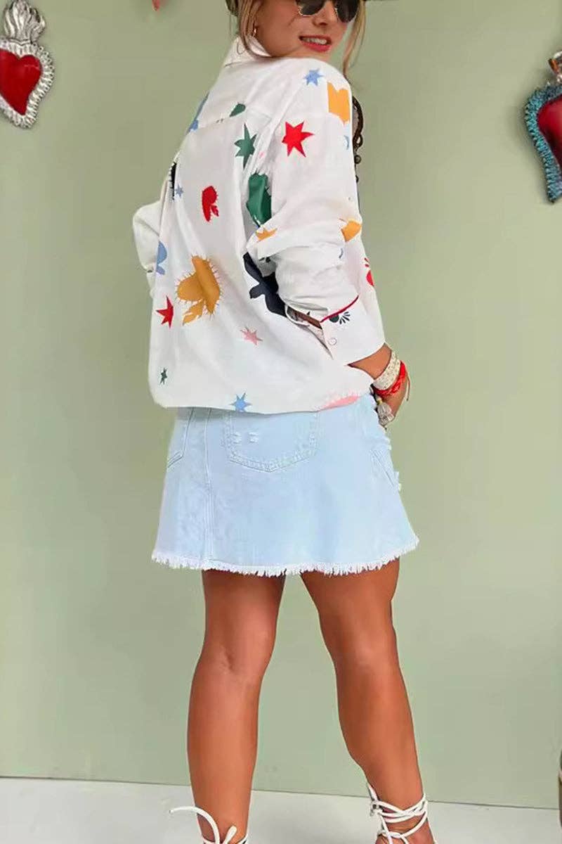 Button-Up Shirt: WHITE / L