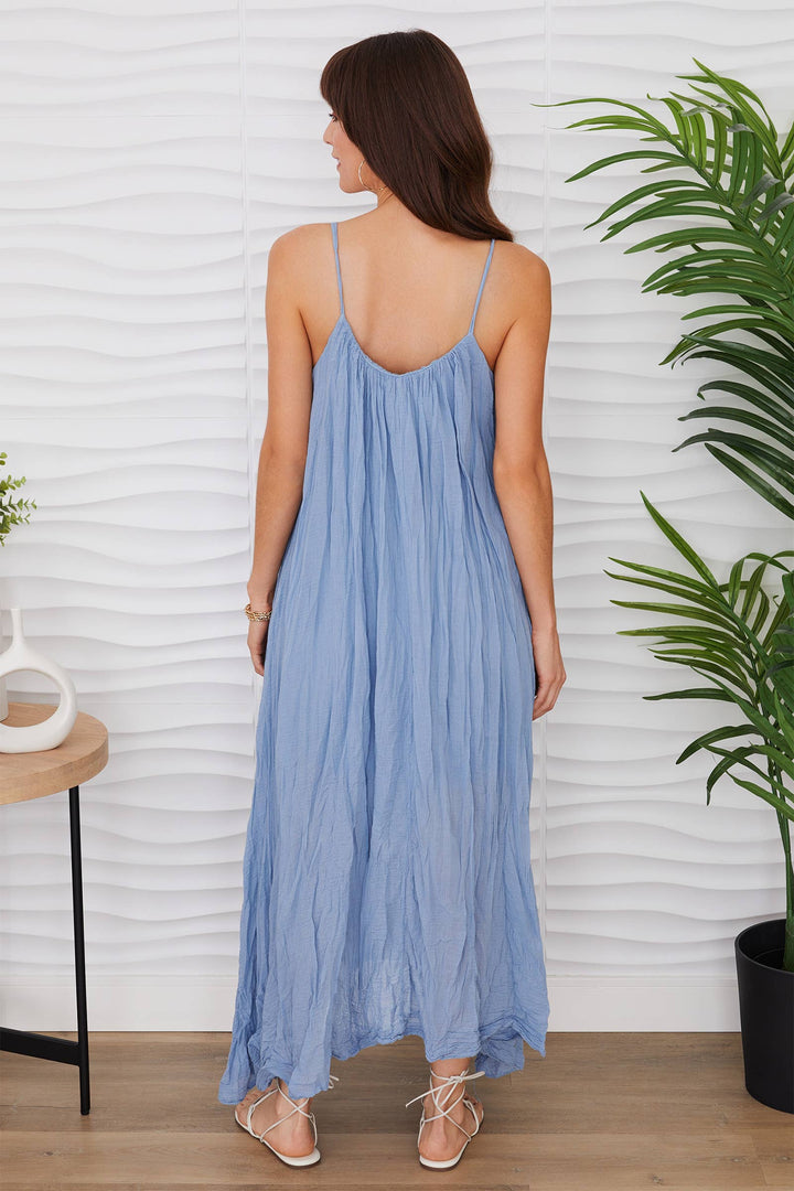 GAUZE MAXI DRESS: White / S