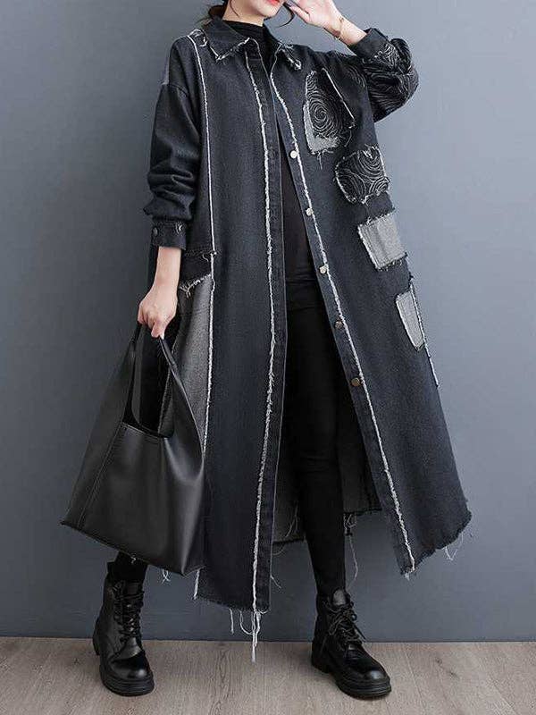 Asymmetric Button Duster: BLUE / O/S