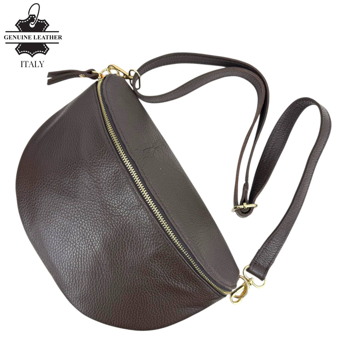 Italian Leather Waist Bag: Coffee