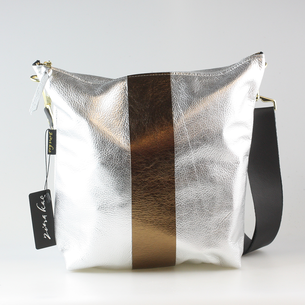Graham Crossbody: METALLICS!: Gunmetal : Silver/IceBlue