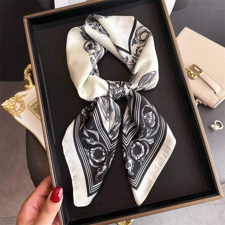 Sheer Trend - Fashion Print Square Scarf: WHITE