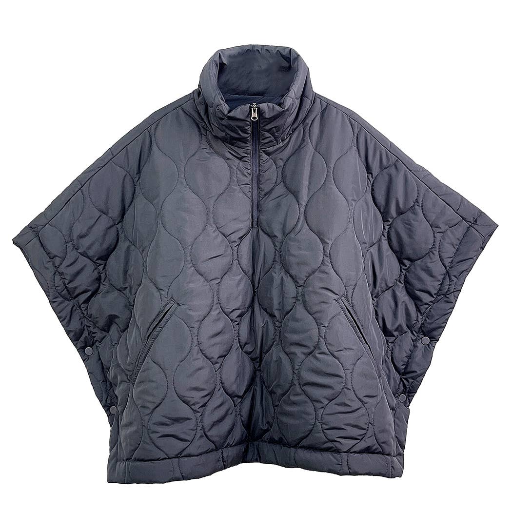 Quilted Cape Poncho Jacket : IVY / O/S