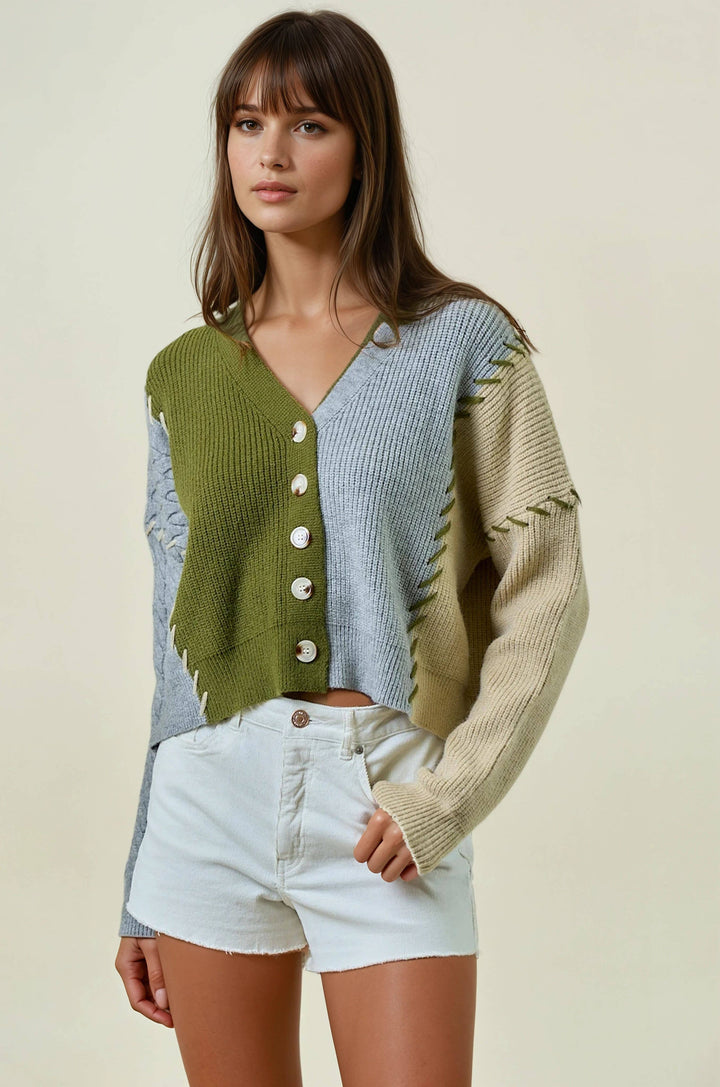 CARDIGAN - 1723C: OLIVE / S