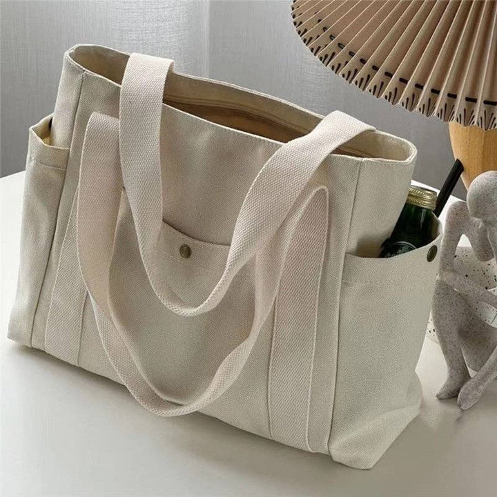 Large Capacity Canvas Shoulder Bag: BLACK
