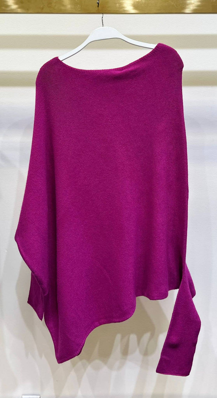 ASYMMETRICAL SWEATER MAGENTA):XS/S