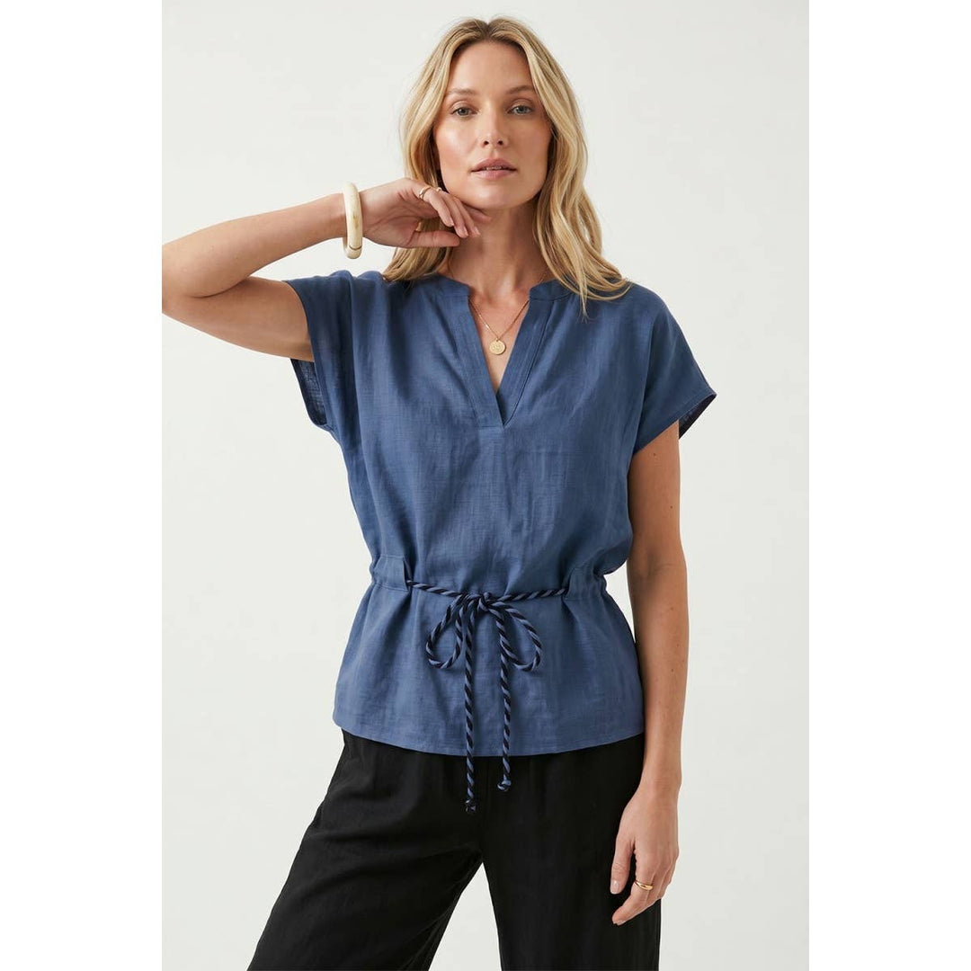Rope Tie Waist Top: Taupe / S