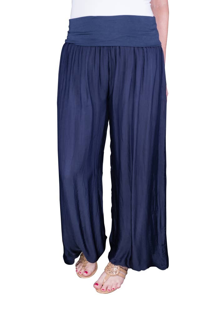 Foldover Waist Silk Pant (PL203):Army