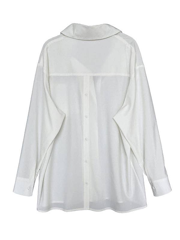 Buttoned Back Blouses: WHITE / M