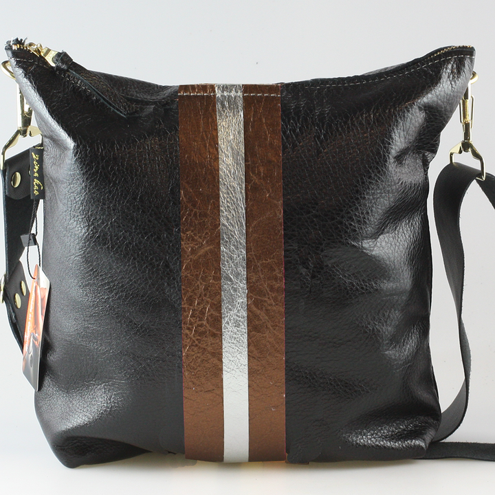 Graham Crossbody: METALLICS!: Gunmetal : Silver/IceBlue