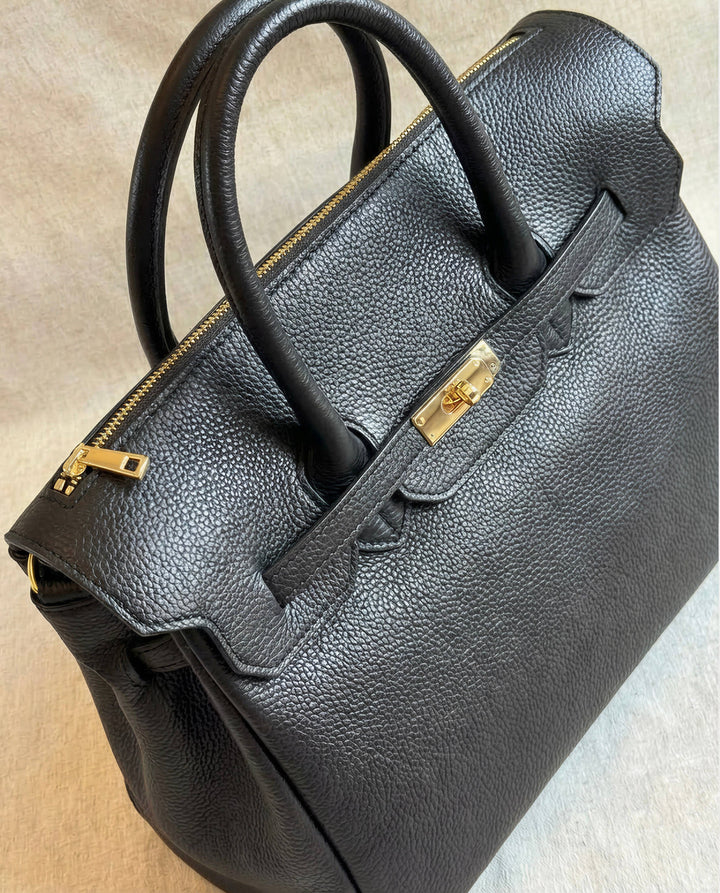Maxi Bag Leather Made in Italy: Cognac