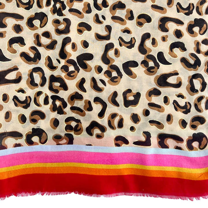 Leopard print with colourful border line: Blue