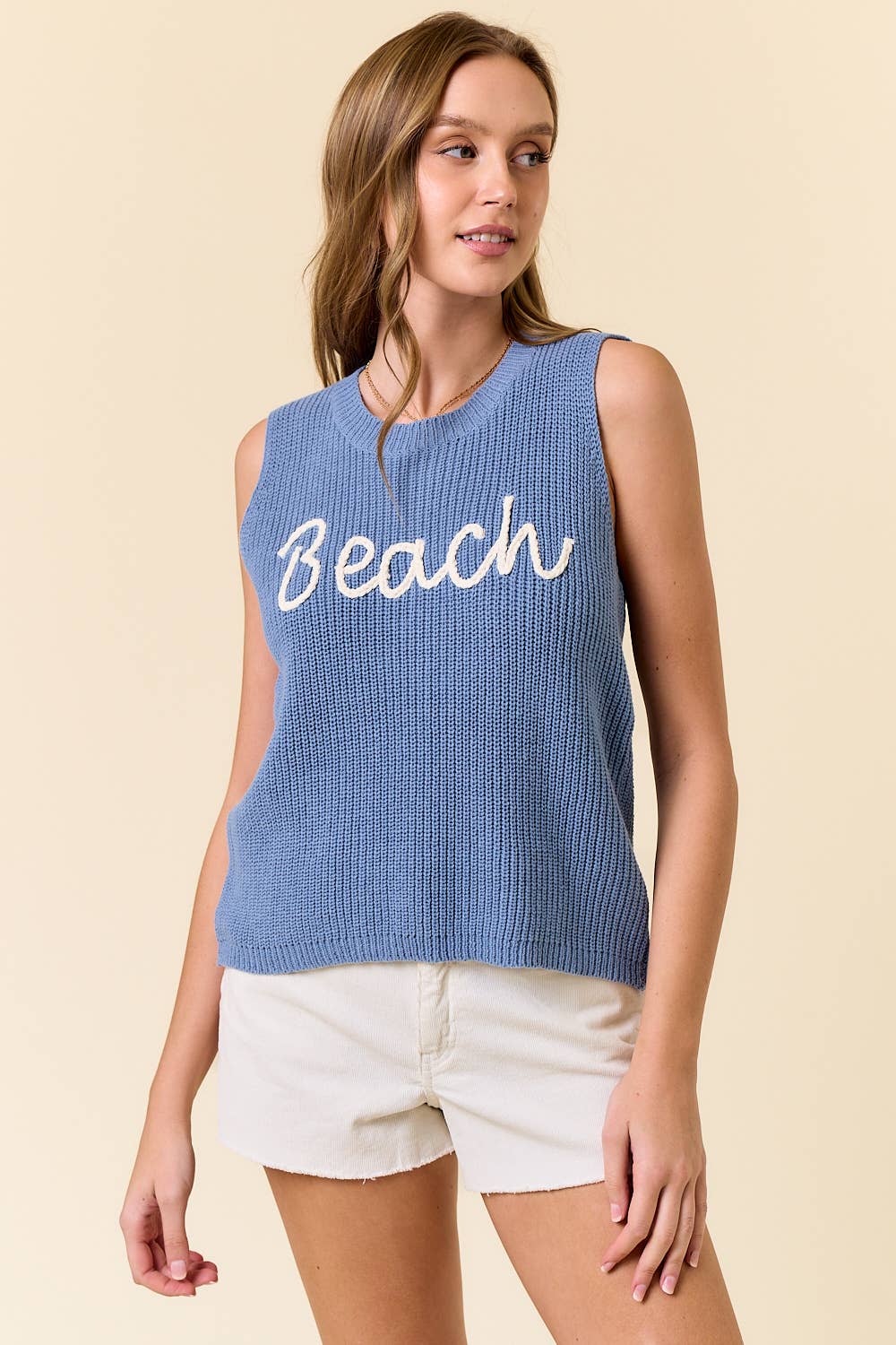 BEACH SWEATER TANK TOP  LT.BLUE / S