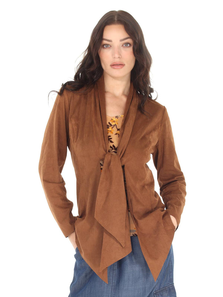 Tie Front Jacket: Chocolate / XL