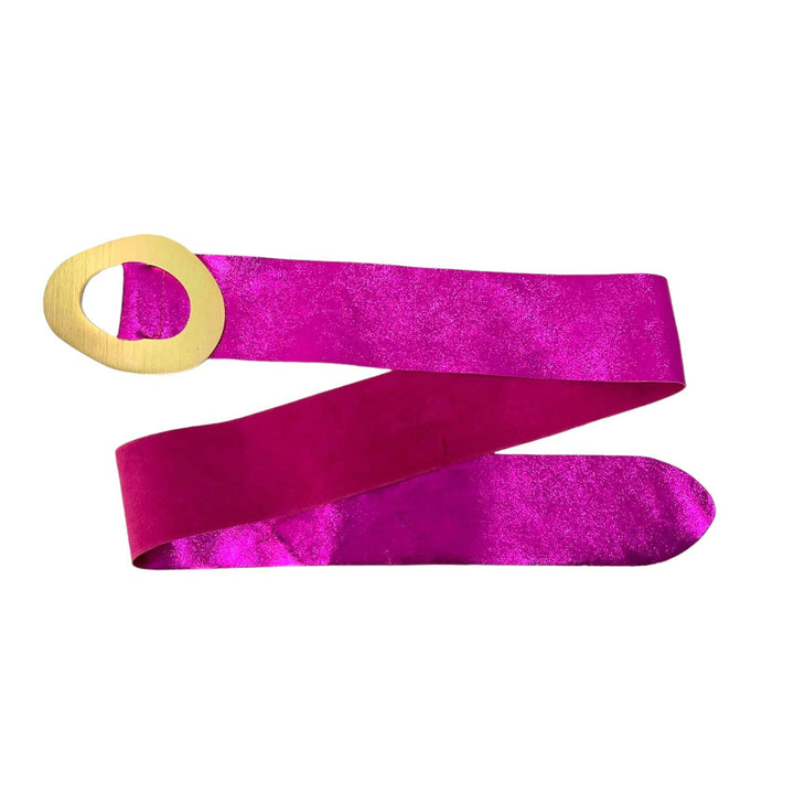 Metallic Leather Suede Belt with buckle: Bronze