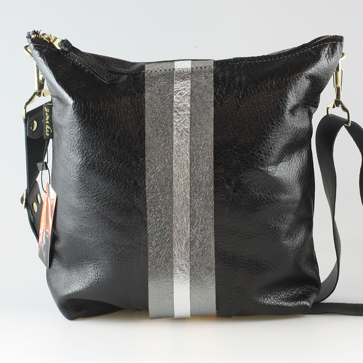 Graham Crossbody: METALLICS!: Gunmetal : Silver/IceBlue