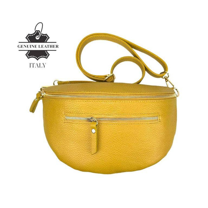 Italian Leather Waist Bag: Dark Silver