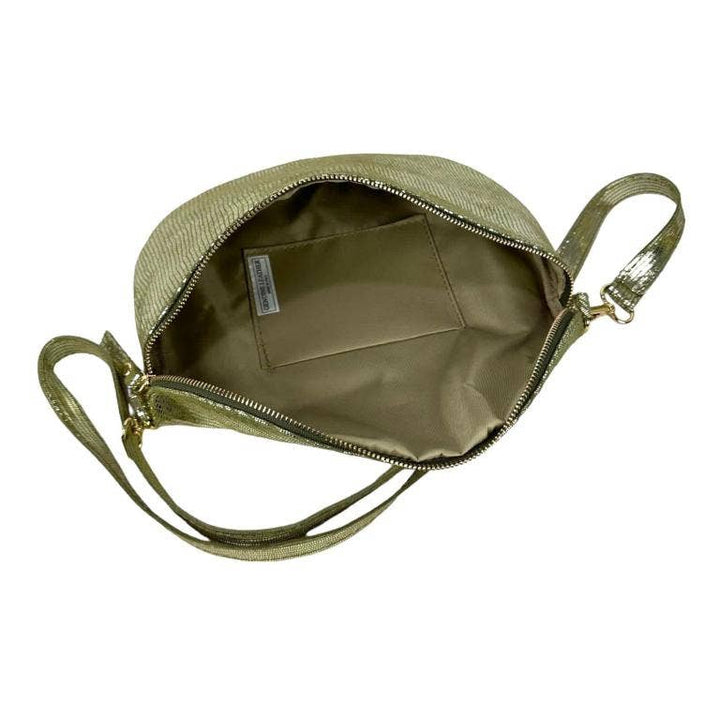 Italian Leather Waist Bag Large: Silver