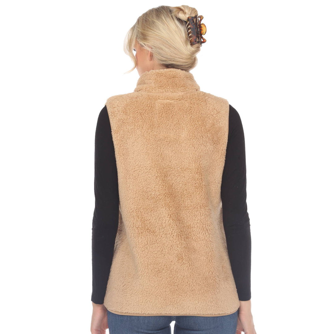 Zip up sherpa vest: Black / S