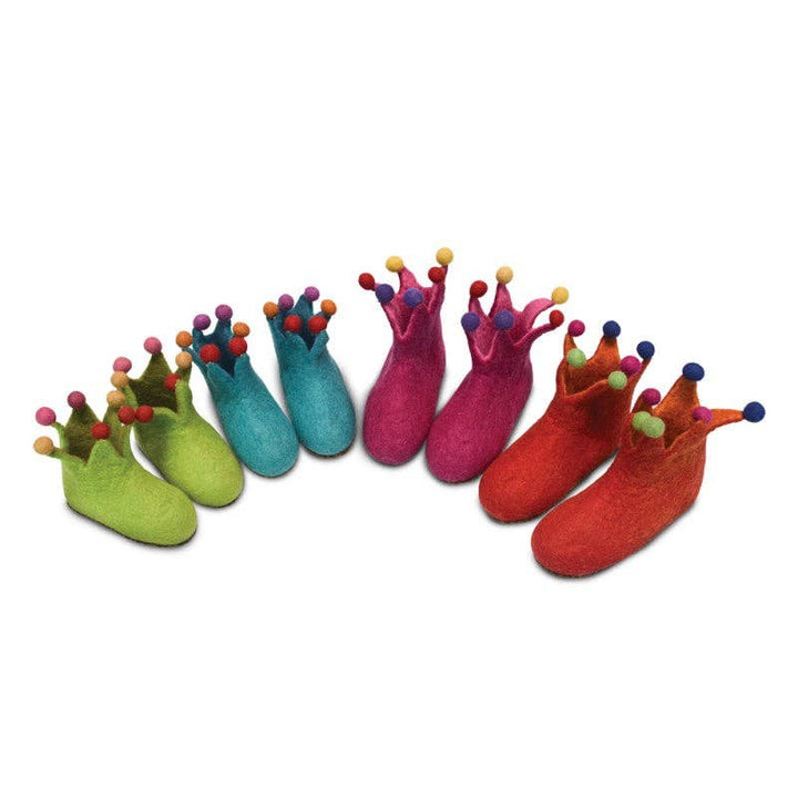 Felted Crown Shoes for Kids- : Turquoise
