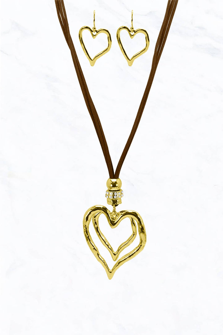 Heart Necklace Black Silver