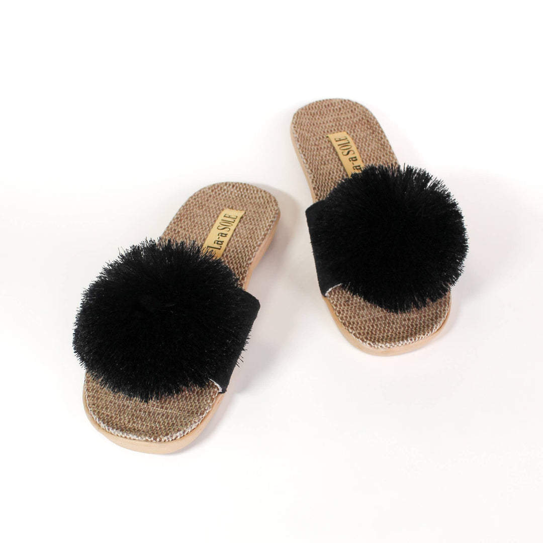 Blk Pom Pom Slide