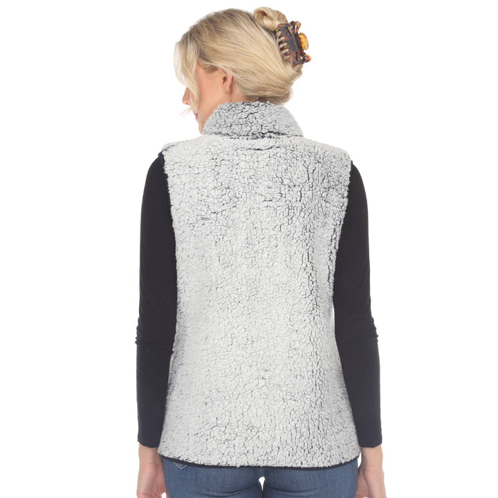 Zip up sherpa vest: Black / XL