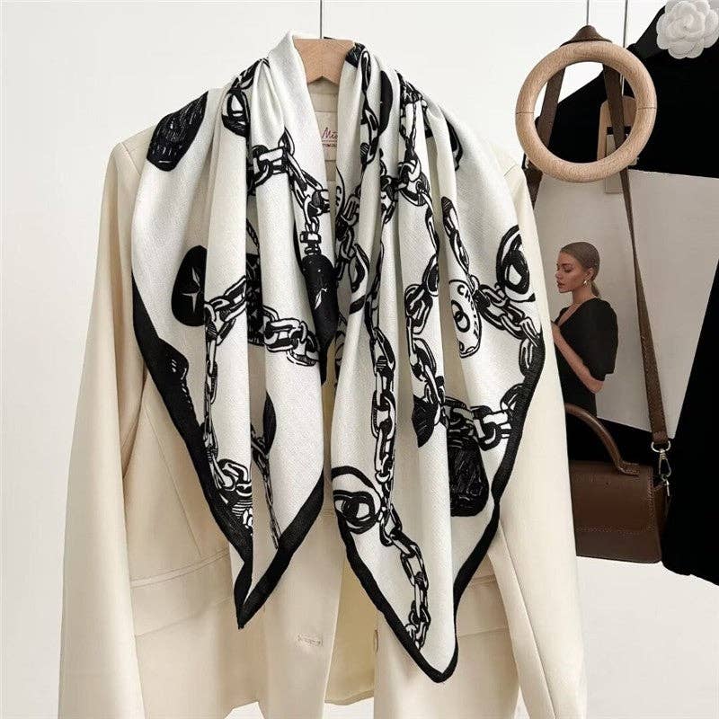 Floral Print Silk Scarf - Stylish And Versatile: Brown
