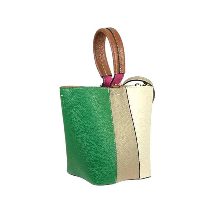 Multicolor Leather Bag:Black
