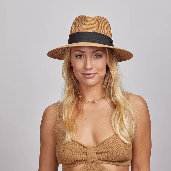 Safari Fedora Straw Hat: Beige