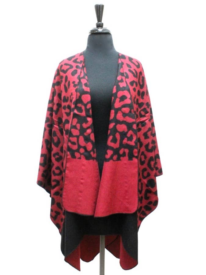 Cheetah Print Reversible Cape: 02 Black