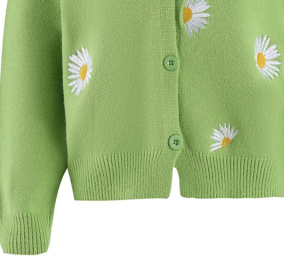 Daisy V-neck Cardigans: Grey / S